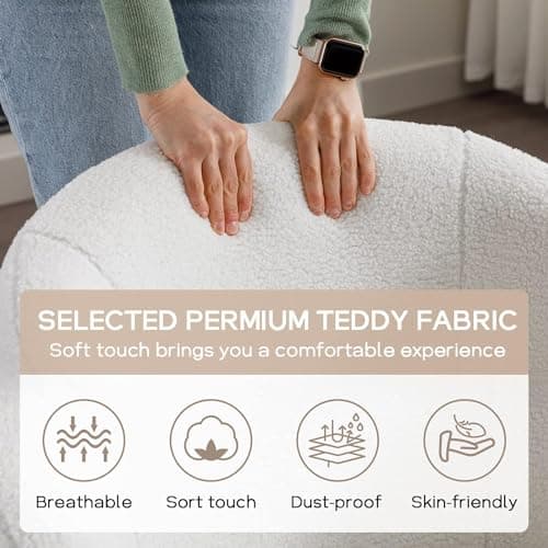 Modern Round Swivel Barrel Chair for Living Room Bedroom, Teddy Ivory