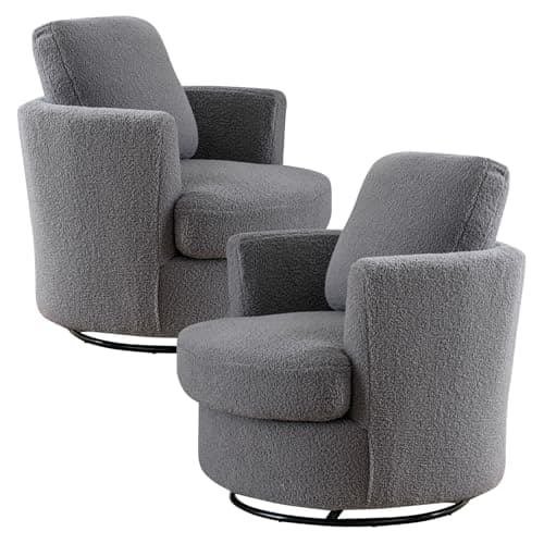 31.9" Swivel Chenille Chair, Light Blue, Modern Living Room