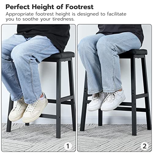 HOOBRO Black 24" PU Leather Bar Stool Set BB01MD01