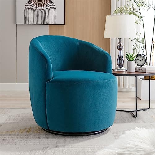 i-POOK Swivel Accent Chair, Modern Velvet Upholstered Armchair White