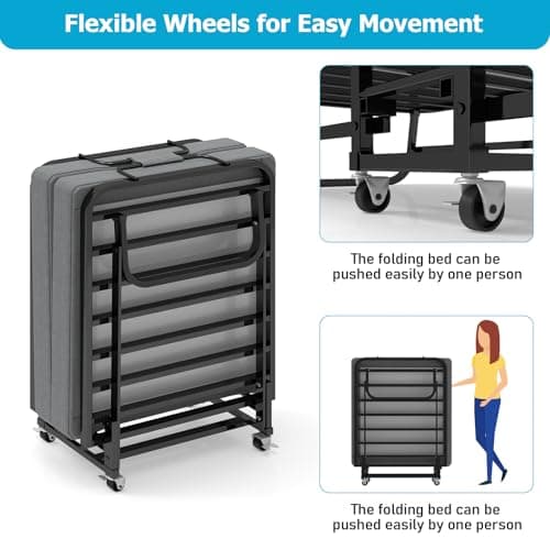 Sadenicel Portable Roll Away Bed with Memory Foam Mattress
