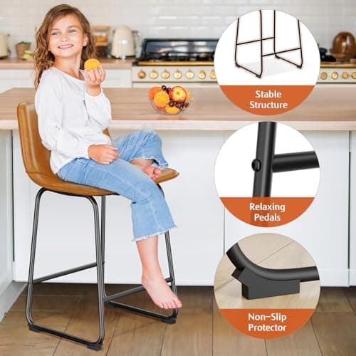 Set of 4 Urban Modern Bar Stools for Kitchen Island in Brown