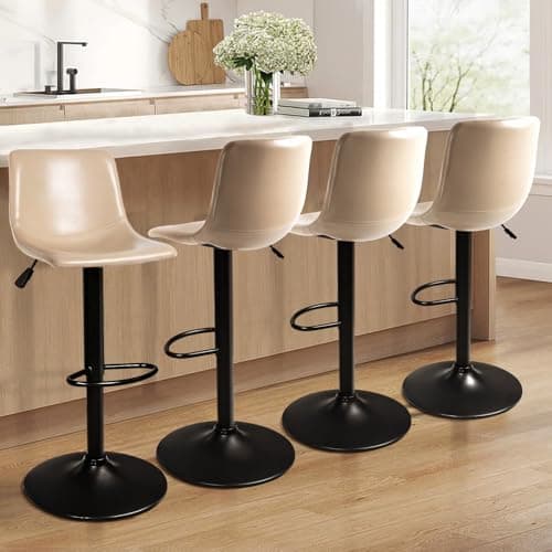 Waleaf Counter Height Bar Stools Set of 2, 350 LBS Capacity PU Leather with Footrest