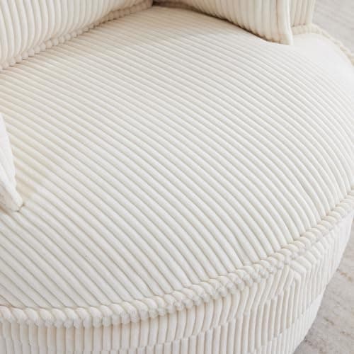 Karl Home Grey Corduroy Swivel Lounge Chair with 3 Pillows