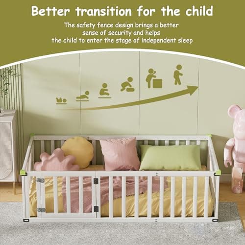 ROOMTEC Montessori Twin Size Floor Bed for Kids, White