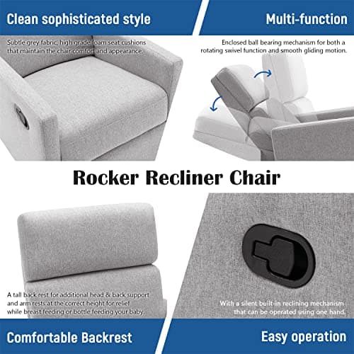 i-POOK 360 Degree Swivel Recliner Chair, Gray