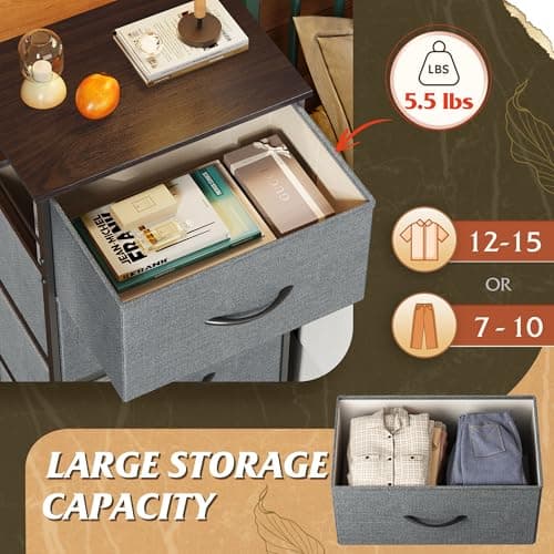 WLIVE 4-Drawer Fabric Dresser - Sturdy Organizer for Bedroom, Hallway, Entryway, and Closets, Dark Grey