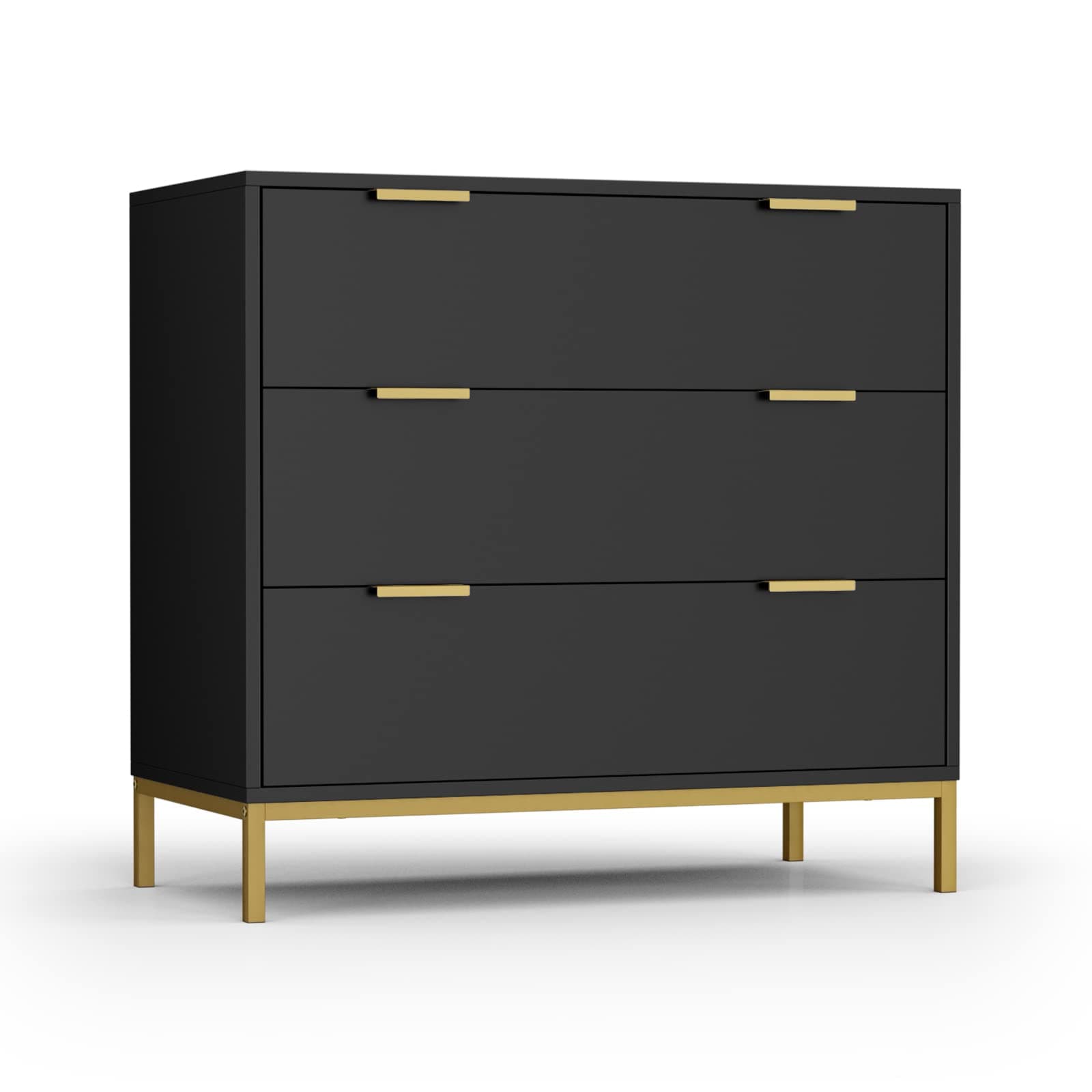 Anmytek Black 3-Drawer Dresser with Spacious Storage H0073