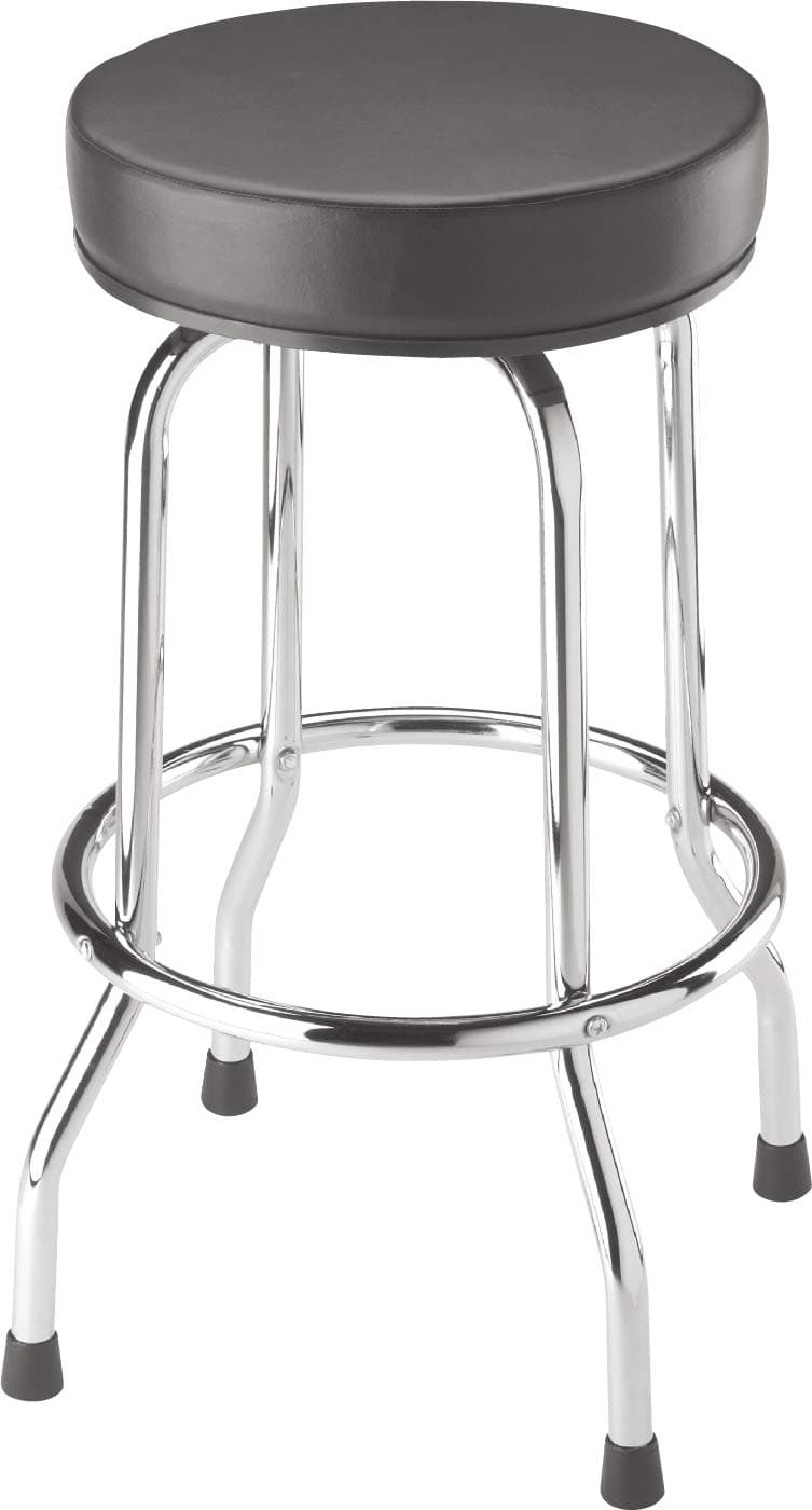 BIG RED Torin Swivel Bar Stool - Chrome Legs, Black, 28.74" Tall