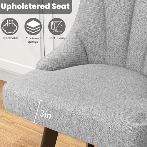 Light Gray Fabric Back Bar Stools, 24" Counter Height Set of 2