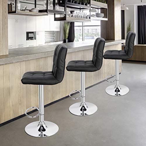Modern PU Leather Swivel Bar Stools for Kitchen (4 Pack, Black)