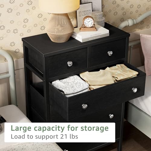 Black 6 Drawer Fabric Dresser for Girls and Kids