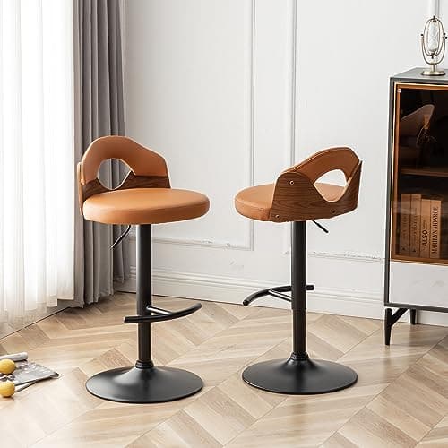Mid Century Grey Faux Leather Swivel Bar Stool Set (Counter Height)