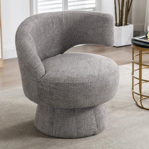 i-POOK Accent Chair: Swivel Barrel Armchair with Wide Upholstery & Fluffy Fabric, 300 Lbs Capacity, Yellow