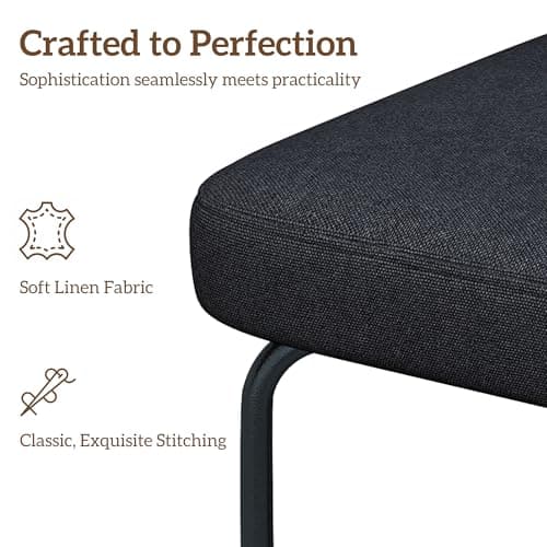 2-Piece Black Fabric Bar Stool Set, 26", Counter Height Kitchen Chairs