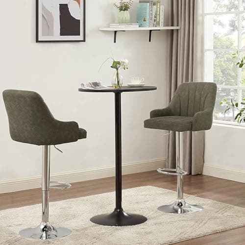 VECELO Counter Height Bar Stool Set, Swivel PU Gray