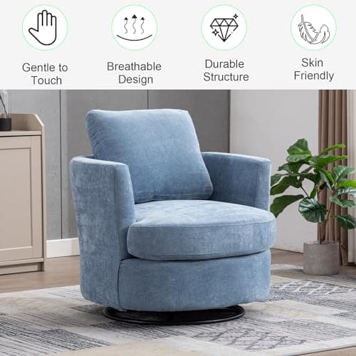 Set of 2 Modern Swivel Barrel Chairs for Nursery, Living Room, Bedroom - Light Blue