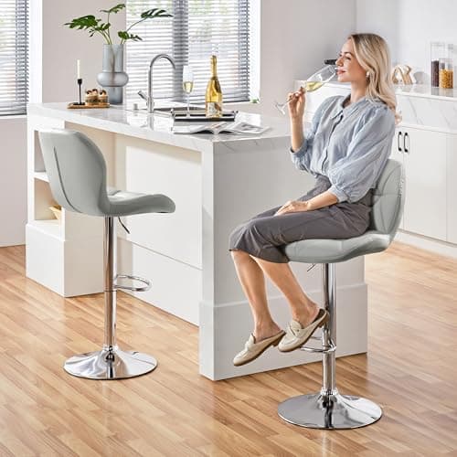 Yaheetech Grey Height Adjustable Bar Stools Set of 2