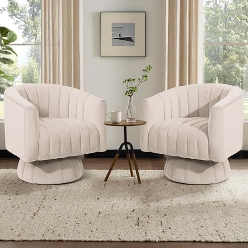 Kromax Mid Century Pink Tufted Velvet Swivel Accent Chair