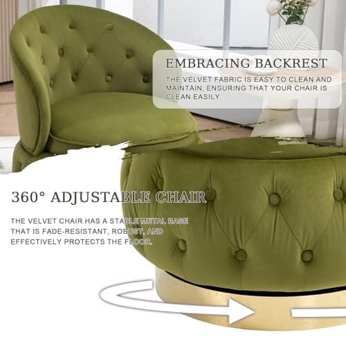 Velvet Swivel Accent Chair with Storage