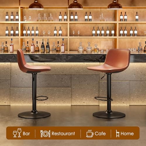 Mid Century Modern Swivel Bar Stools Set of 2 for Kitchen Island