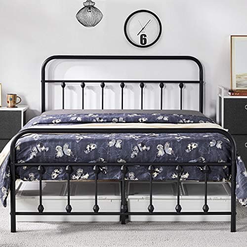 Yaheetech Classic Victorian Style Metal Bed Frame with Storage Black Twin