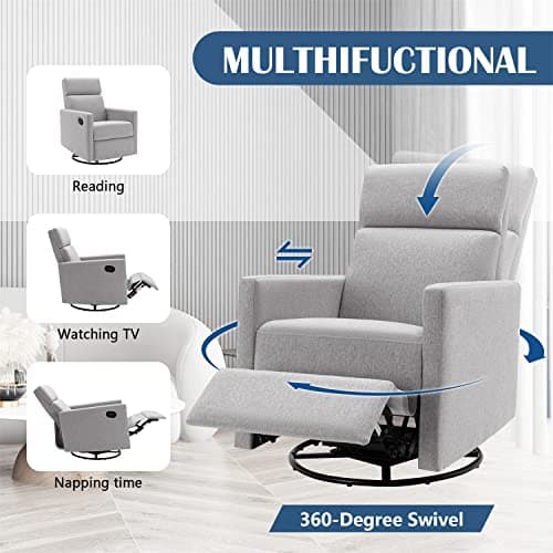i-POOK 360 Degree Swivel Recliner Chair, Gray