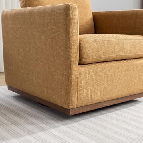 30 Oversized Swivel Chair with Thick Seat Cushion in Yellow