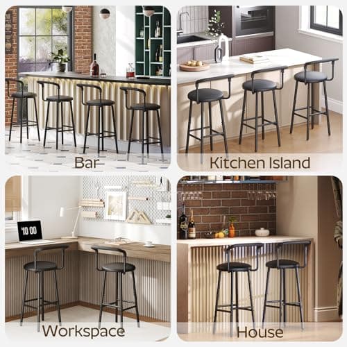 Black BY03L2BB Counter Height Bar Stools Set of 2