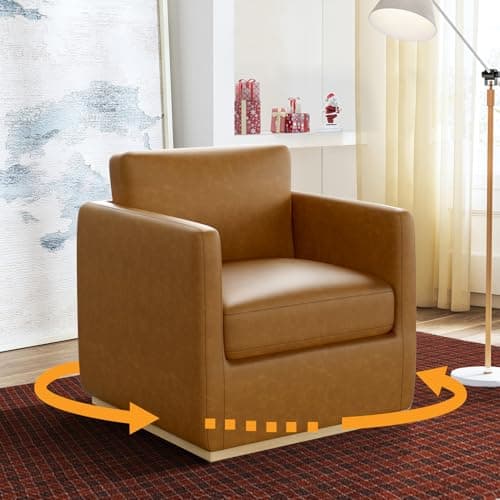 Premium Swivel Accent Chair for Living Room and Bedroom, Leather Black