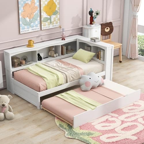 i-POOK Modern Twin Daybed with 5 Storage Cabinets & USB Ports, Wood Sofa Bed for Bedroom & Apartment
