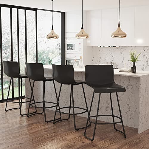 Modern Black Counter Height Swivel Bar Stool Set of 4, 30" Meta