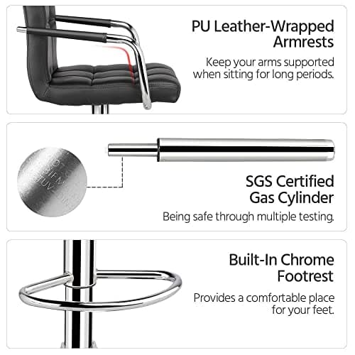2 Black Yaheetech Adjustable Swivel Barstools for Kitchen and Bar