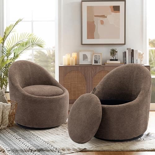 360° Swivel Chair with Hidden Storage - Beige