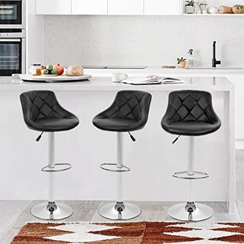 BestOffice Counter Height Bar Stool Set with Swivel PU Leather Back