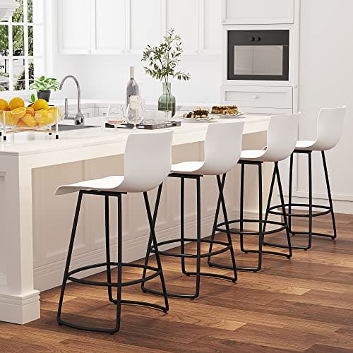 Modern Black Counter Height Swivel Bar Stool Set of 4, 30" Meta