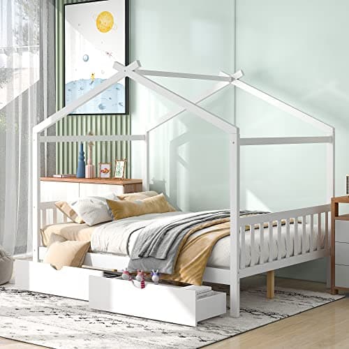 Bellemave Natural Wood Montessori Twin Bed with Headboard & Footboard
