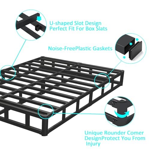Full Size 6 Inch Bed Frame with Round Corners, Low Profile Metal Platform