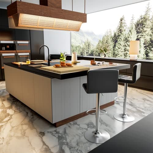 Homall Black PU Leather Adjustable Bar Stools for Kitchen Counter (Set of 2)