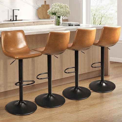 Waleaf Counter Height Bar Stools Set of 2, 350 LBS Capacity PU Leather with Footrest