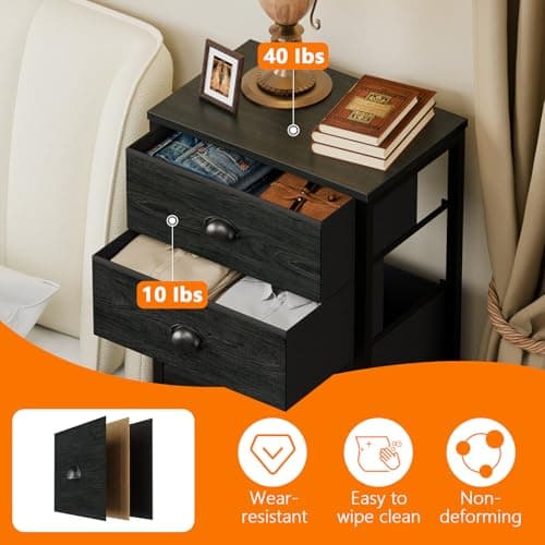 Furnulem Black Tall Dresser with 7 Fabric Bins for Closet Storage