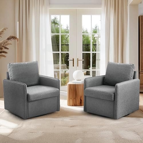 Redlife Mid Century Modern Swivel Chair with Storage (Beige)