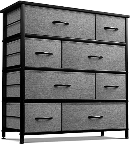 Sorbus Dark Grey Dresser with 8 Drawers for Bedroom Storage