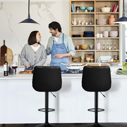 Waleaf 4-Piece Counter Height Swivel Bar Stool Set with Back and Footrest