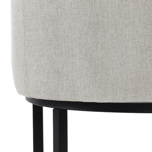 LUE BONA Black Metal Bar Stools, 27" Counter Height, Set of 4, Linen Upholstered Beige