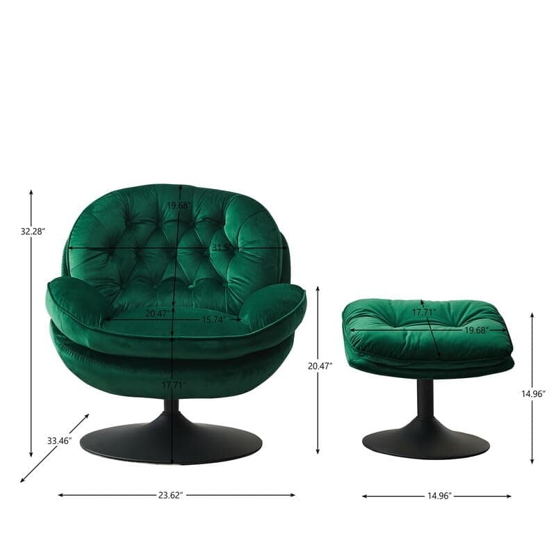 i-POOK Modern Swivel Accent Chair with Ottoman Set, Green
