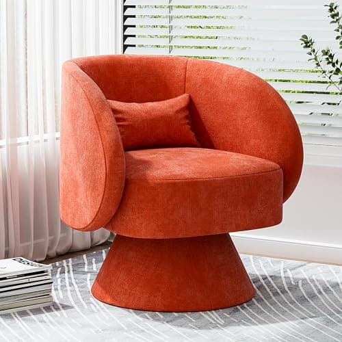Modern Orange Swivel Barrel Chair for Small Spaces