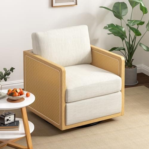 Premium Swivel Accent Chair for Living Room and Bedroom, Leather Black