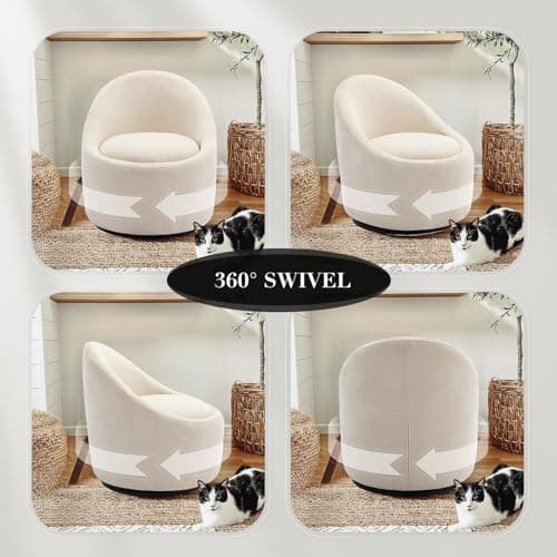 360° Swivel Chair with Hidden Storage - Beige