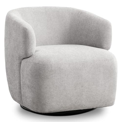 Sherpa Teddy Swivel Chair, Beige Cream White, Cozy Living Room Accent
